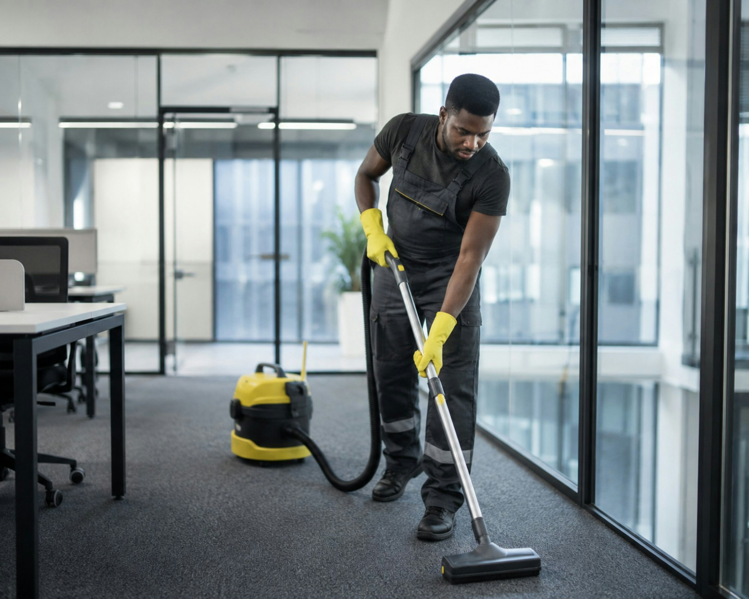 Professional commercial office vacuuming and janitorial care